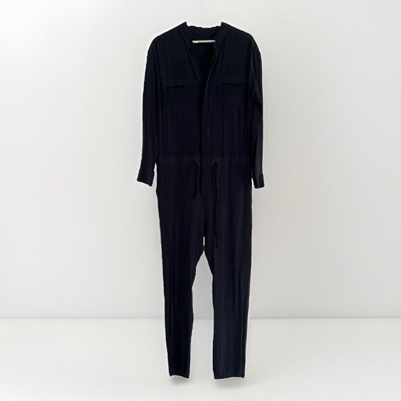 Superfine Pants - Superfine 100% Silk Made In Italy Gray Button Front Jumpsuit Sz S Quiet Luxury